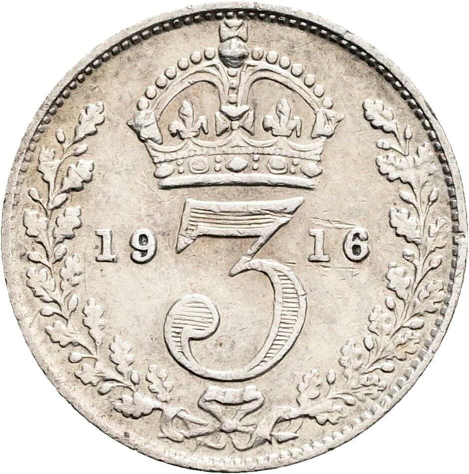 3 Pence Georg V. (1910-1936) 1916 – Rückseite