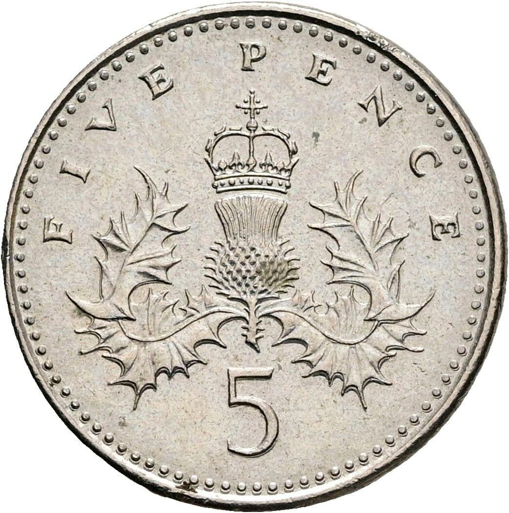 5 Pence Elisabeth II. 1952-2022 1990 – Rückseite