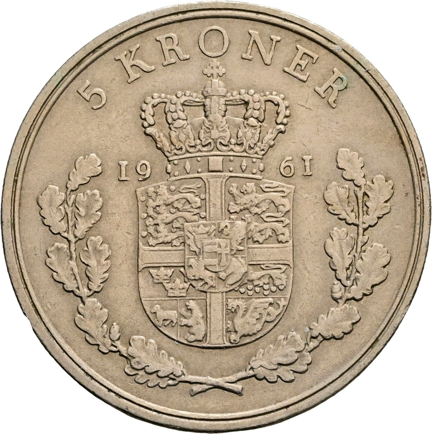 5 Kroner Friedrich IX. (1947-1972) 1961 – Rückseite