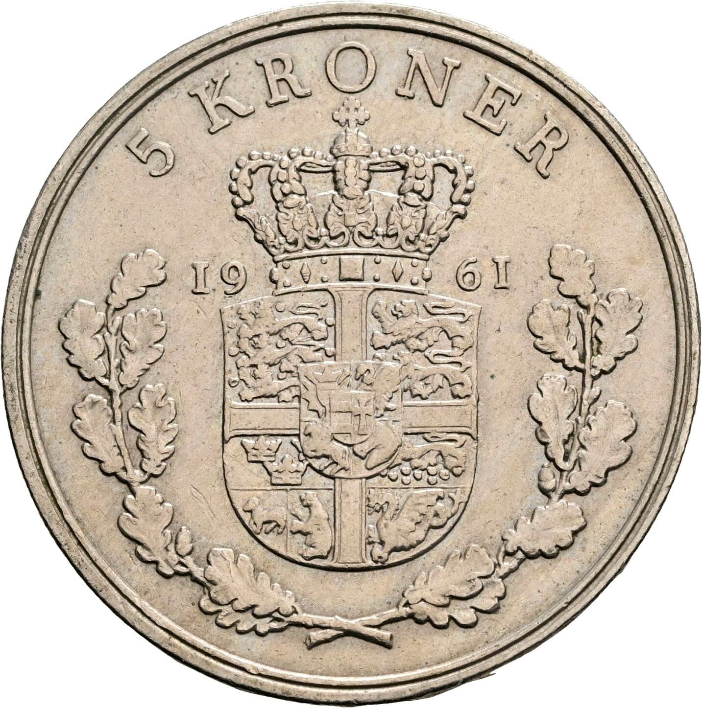 5 Kroner Friedrich IX. (1947-1972) 1961 – Rückseite