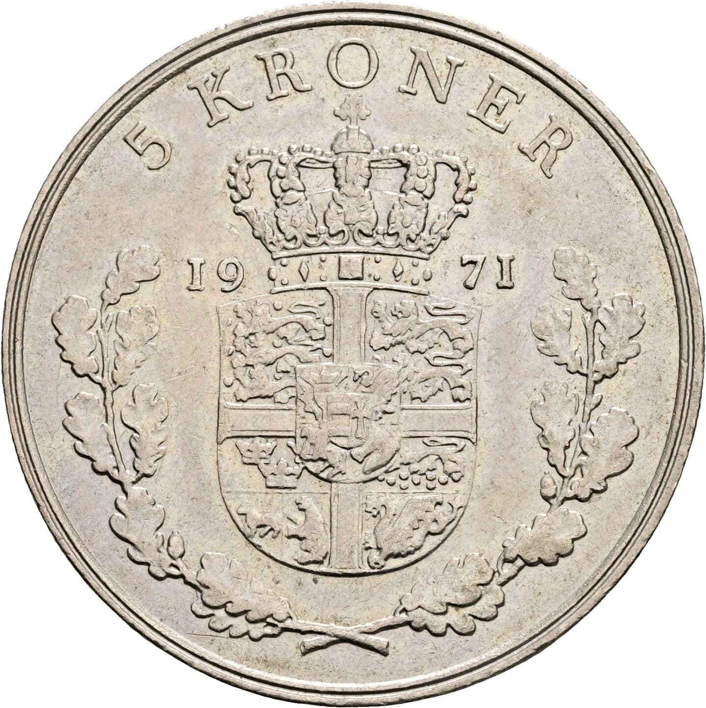 5 Kroner Friedrich IX. (1947-1972) 1971 – Rückseite