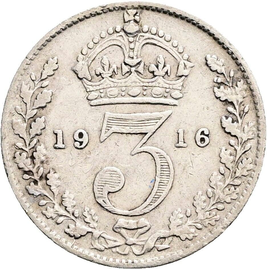3 Pence Georg V. (1910-1936) 1916 – Rückseite