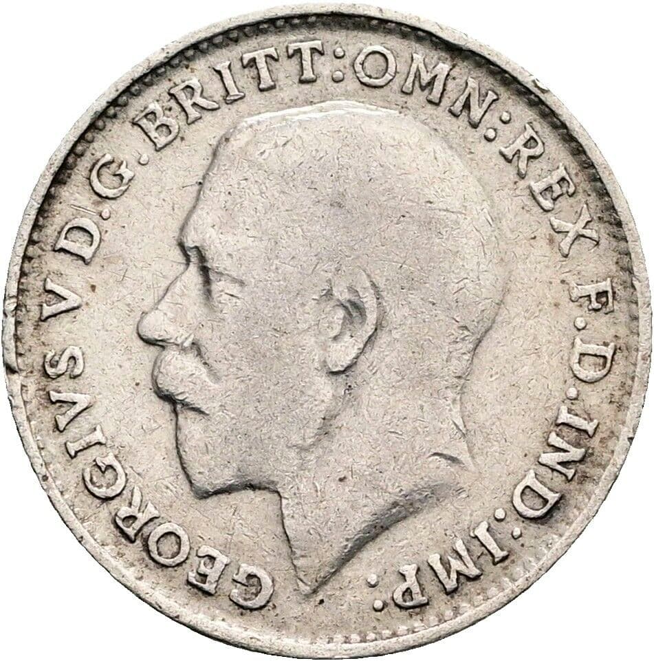 3 Pence George V. (1910-1936) 1916 – Vorderseite