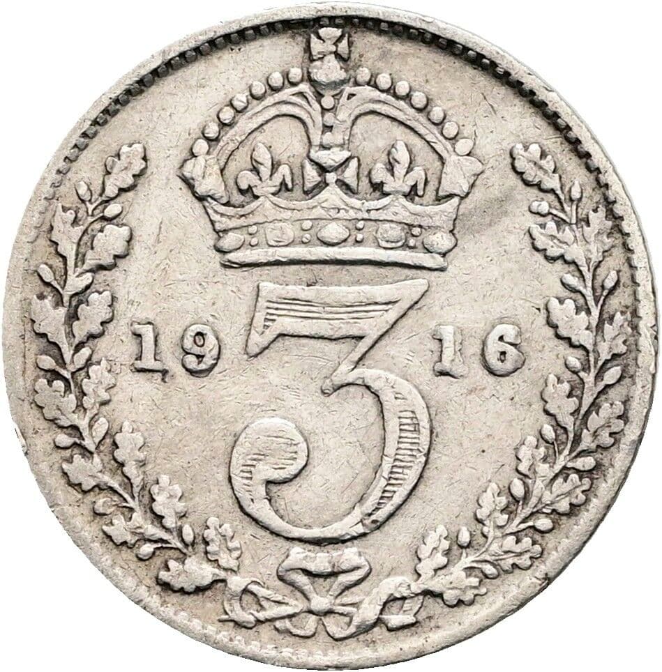 3 Pence George V. (1910-1936) 1916 – Rückseite