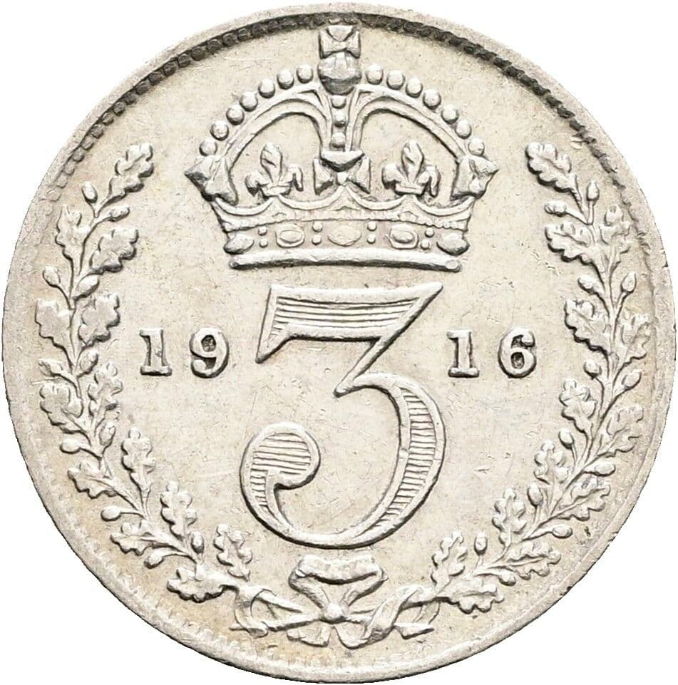 3 Pence George V. (1910-1936) 1916 – Rückseite