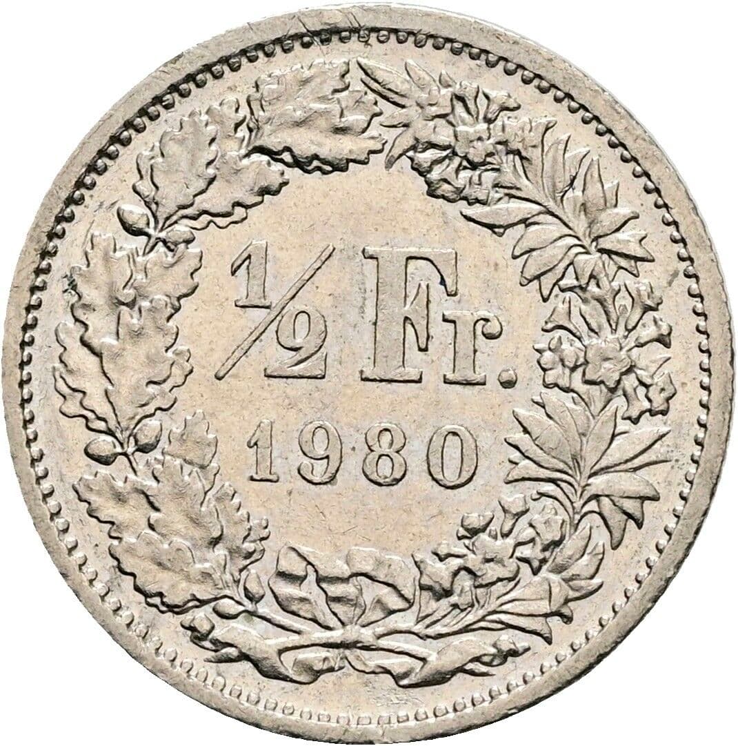 1/2 Franken 1980 – Vorderseite