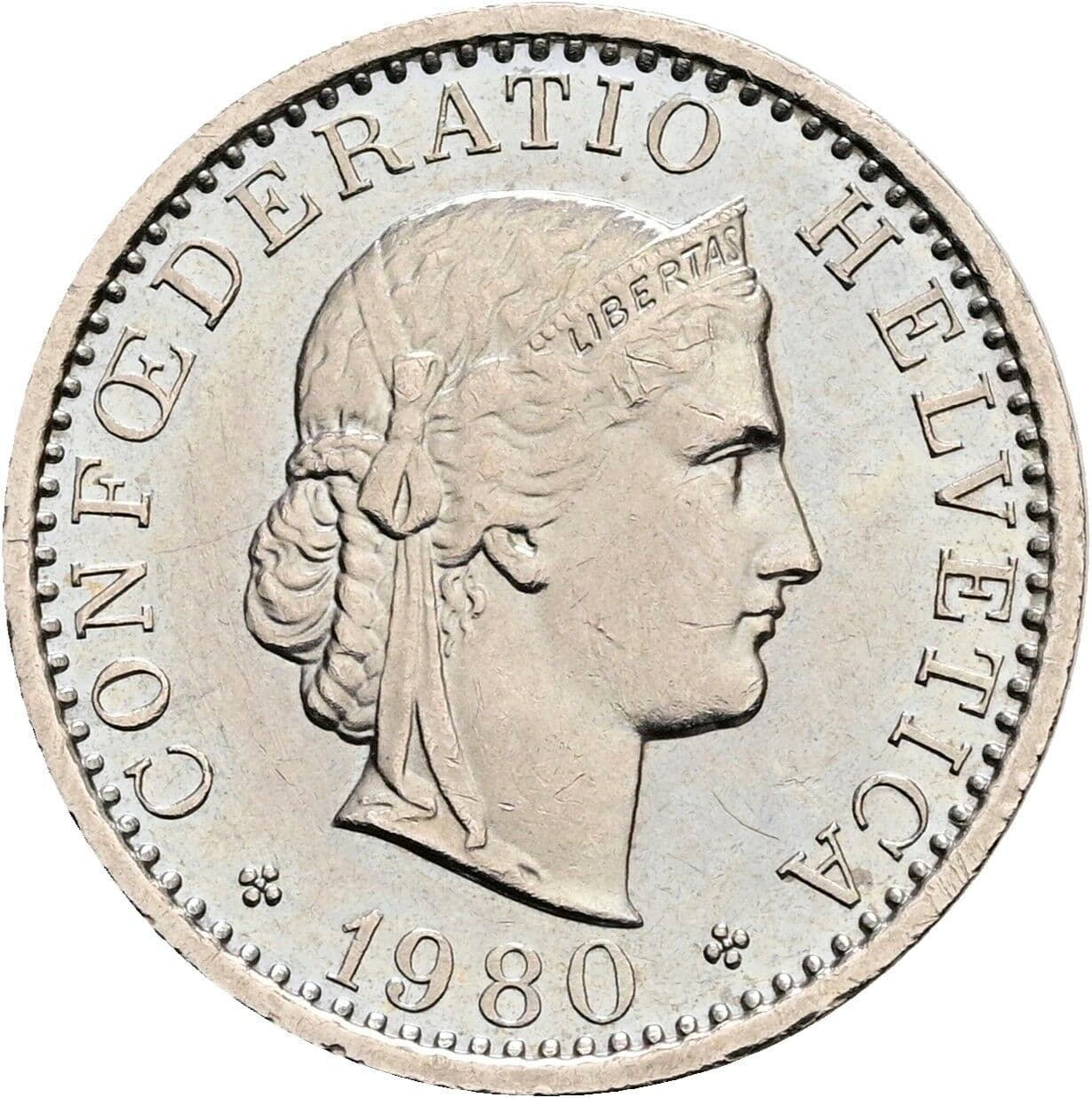 20 Rappen 1980 – Vorderseite