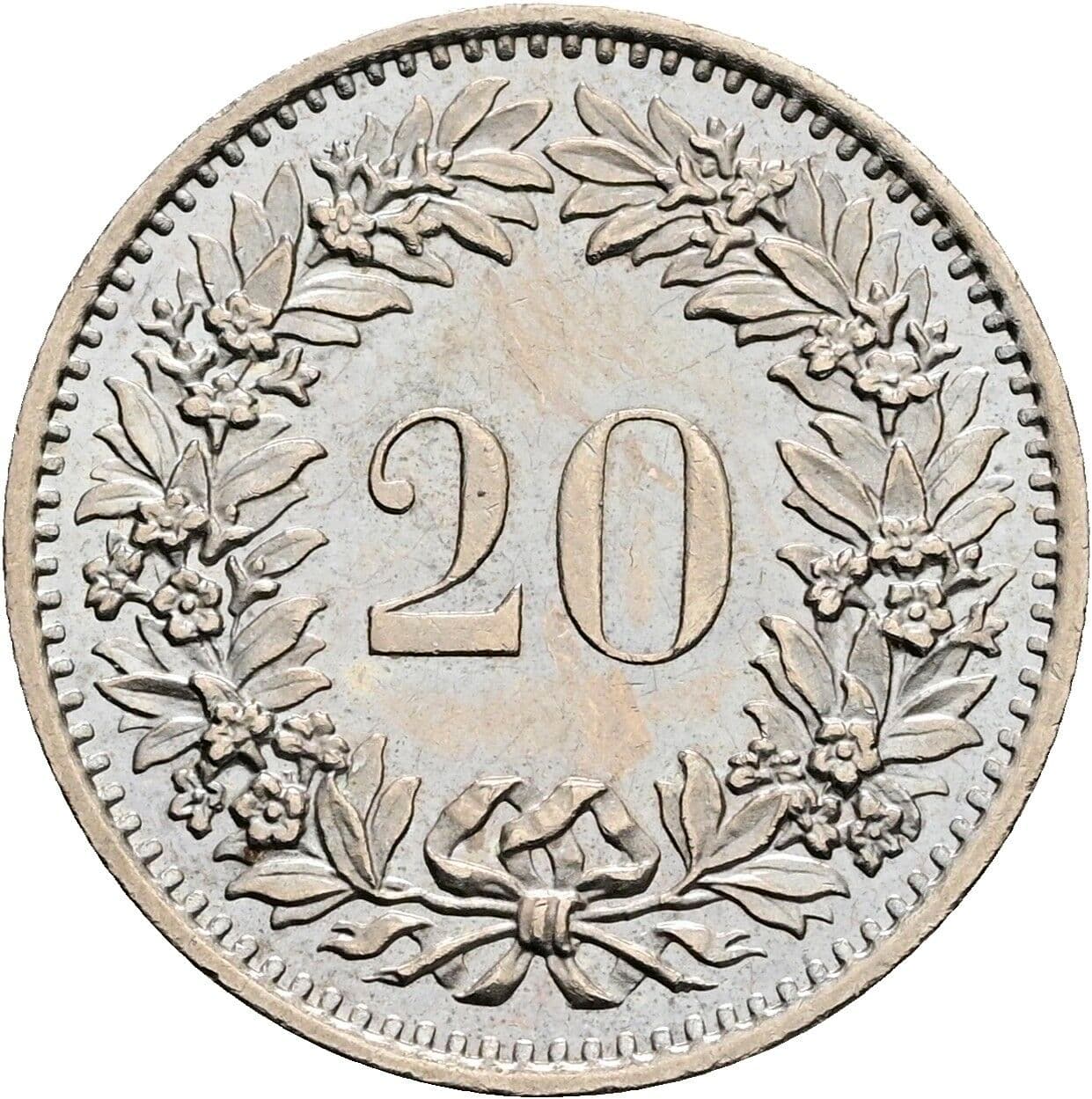 20 Rappen 1976 – Rückseite