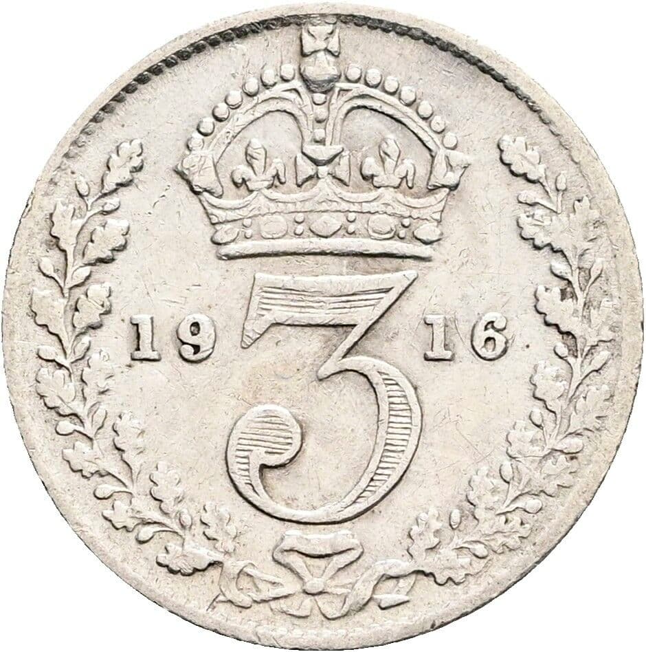 3 Pence Georg V. (1910-1936) 1916 – Rückseite