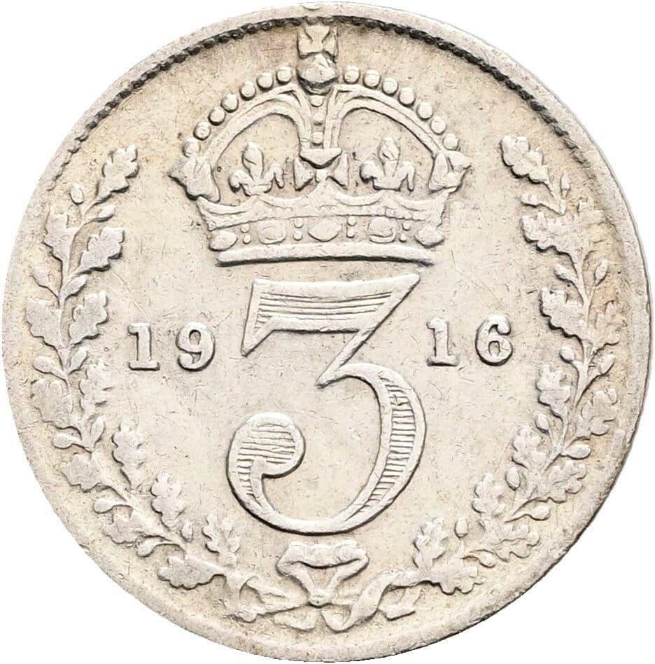 3 Pence Georg V. (1910-1936) 1916 – Rückseite