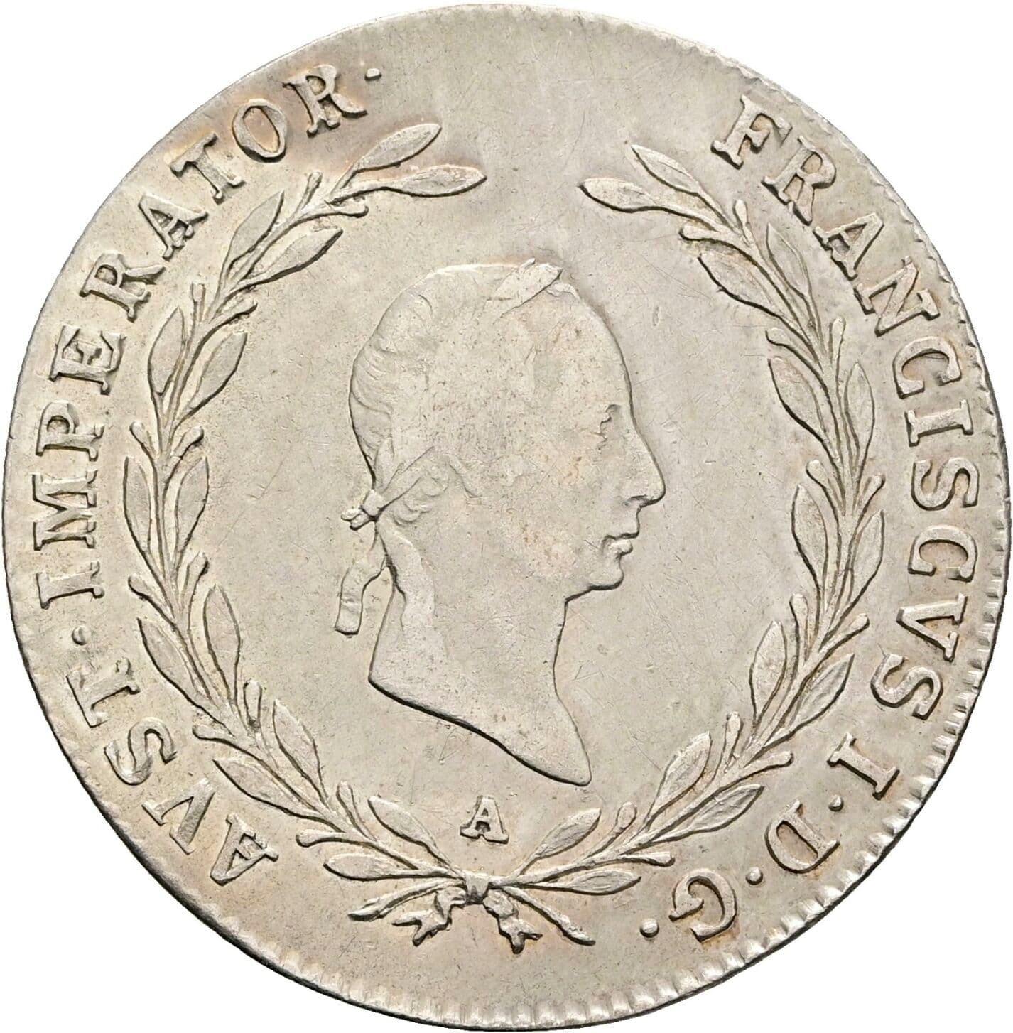 20 Kreuzer Franz II. (I). 1792-1835 1827 A, Wien – Vorderseite