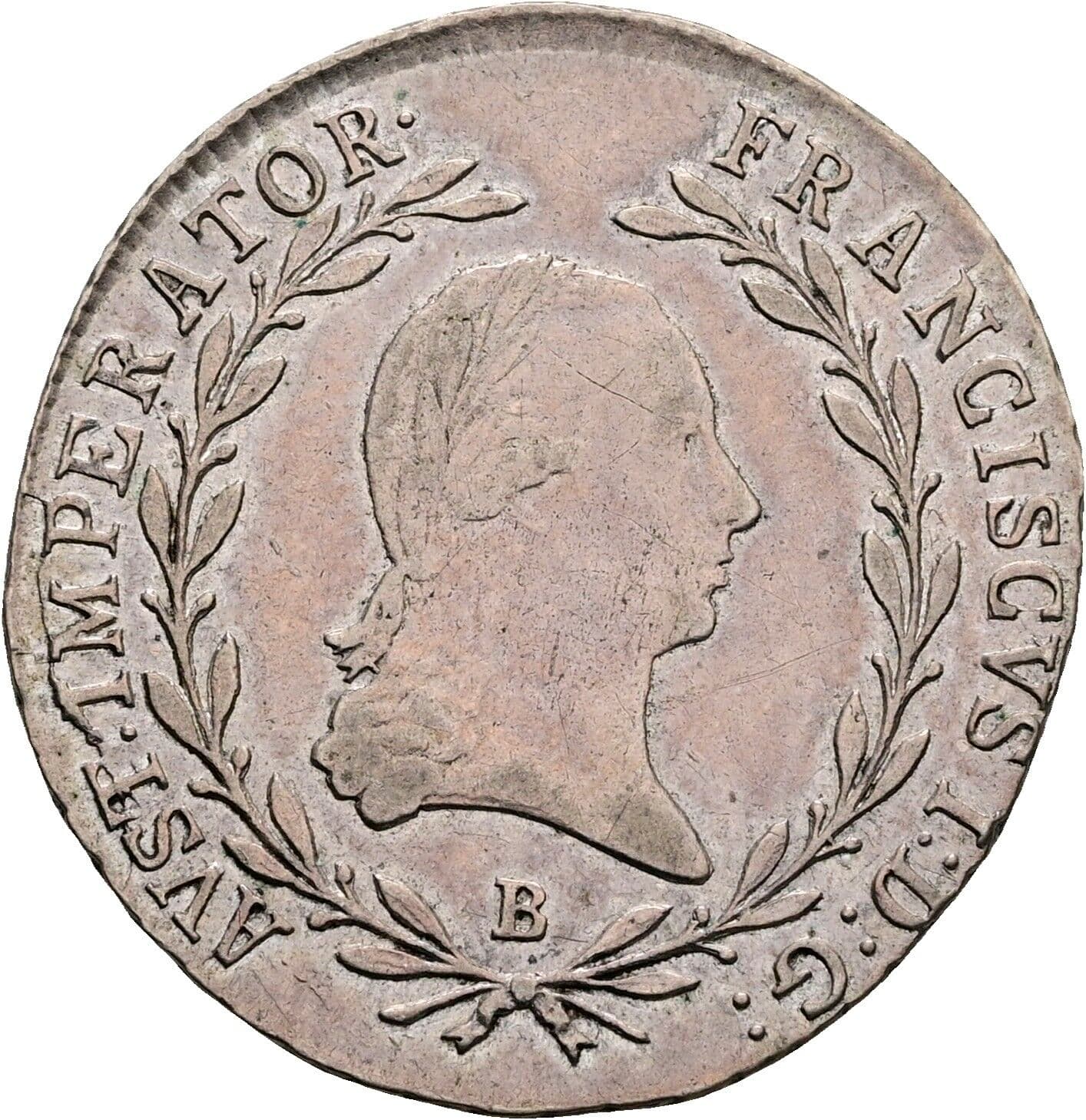 10 Kreuzer Franz II. (I). 1792-1835 1815 B, Kremnitz – Vorderseite