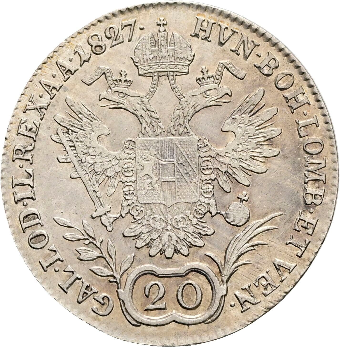 20 Kreuzer Franz II. (I). 1792-1835 1827 A, Wien – Rückseite