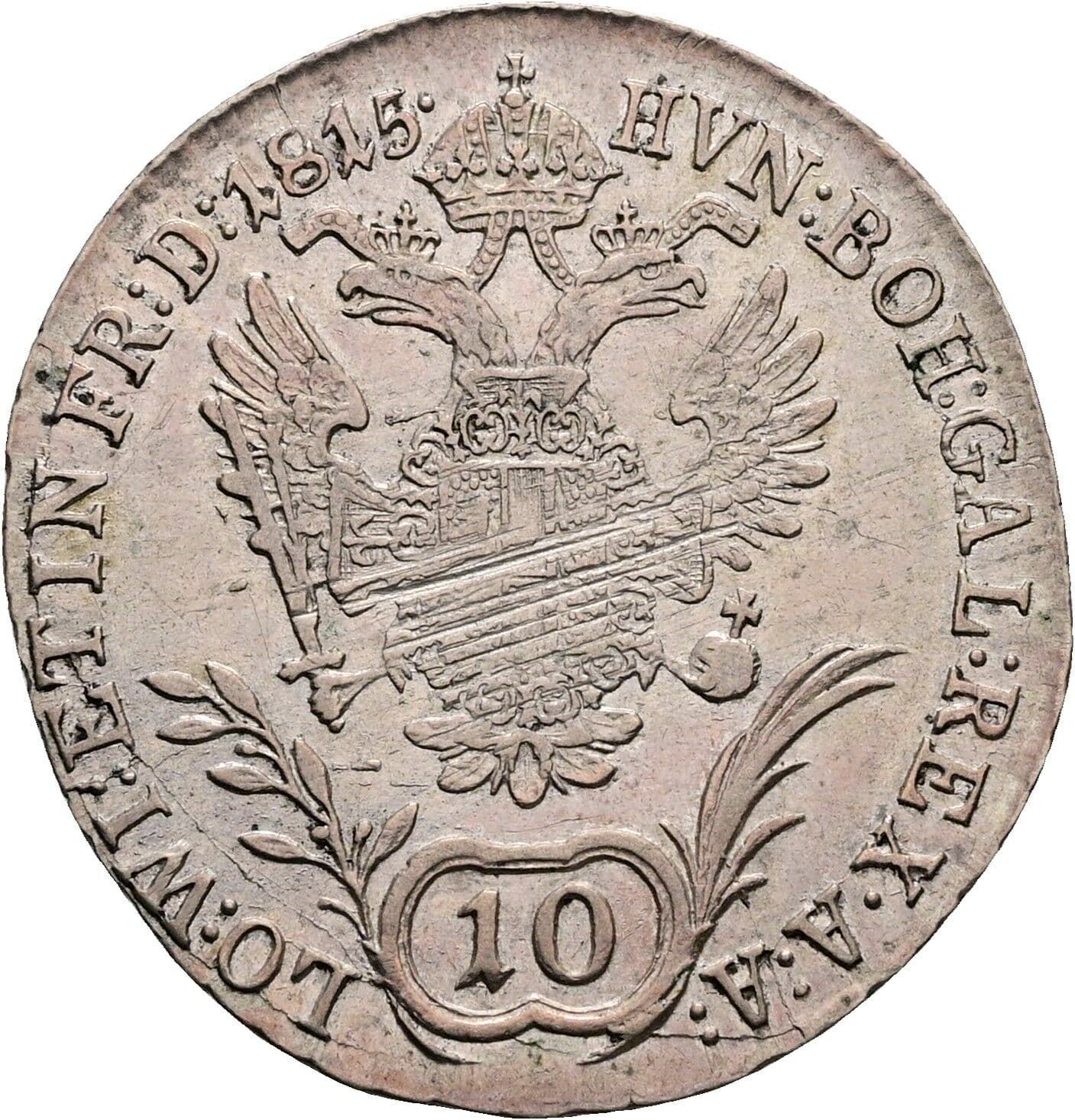 10 Kreuzer Franz II. (I). 1792-1835 1815 B, Kremnitz – Rückseite