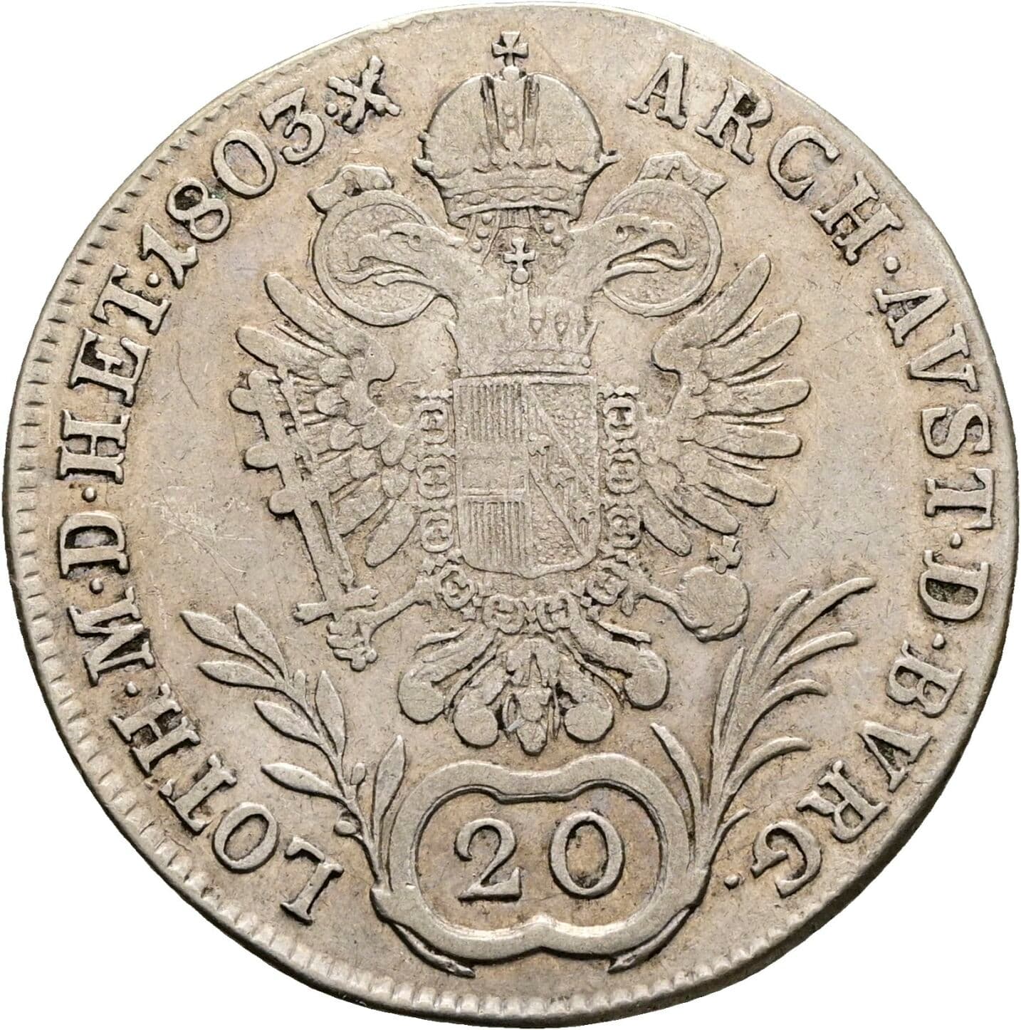 20 Kreuzer Franz II. (I). 1792-1835 1803 A, Wien – Rückseite