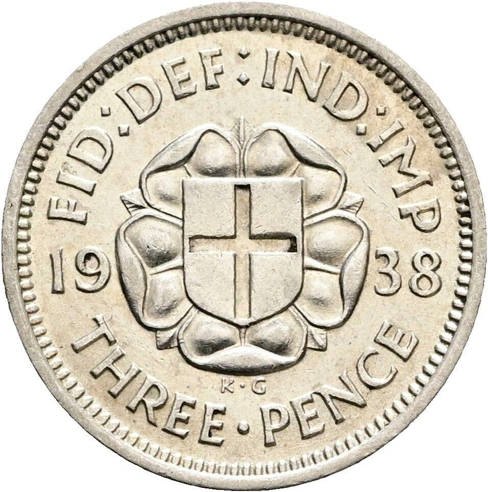 3 Pence George VI. 1936-1952 1938 – Rückseite
