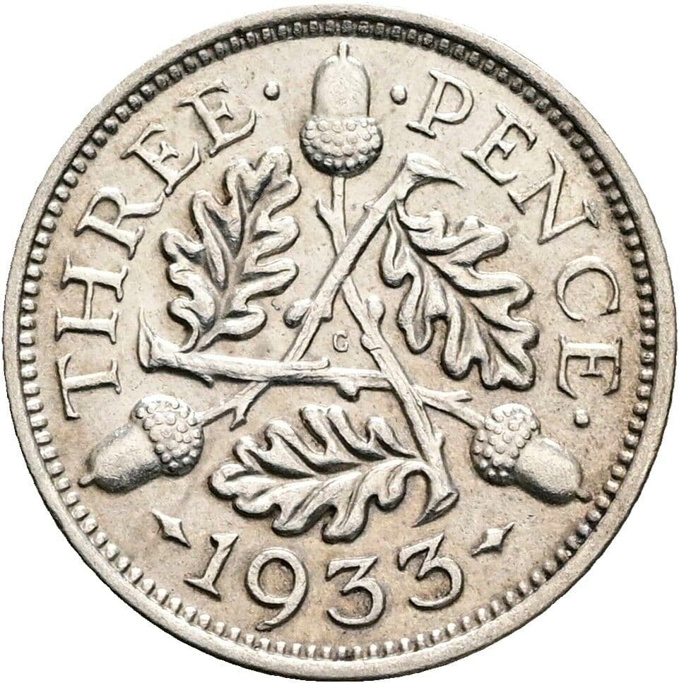 3 Pence George V. (1910-1936) 1933 – Rückseite