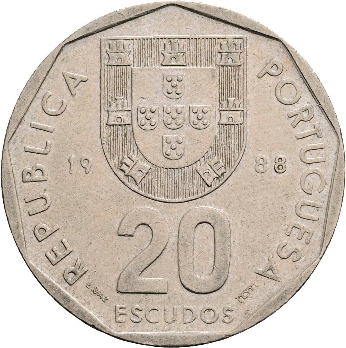 20 Escudos 1988 – Rückseite