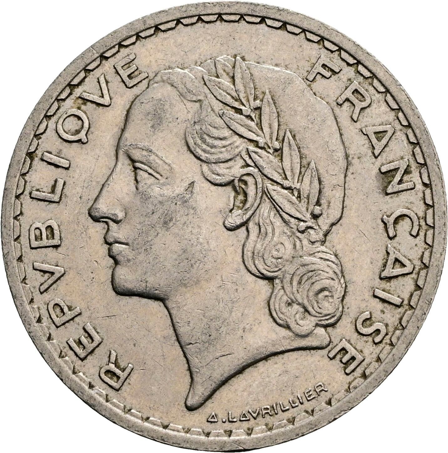 5 Francs 1935 – Rückseite