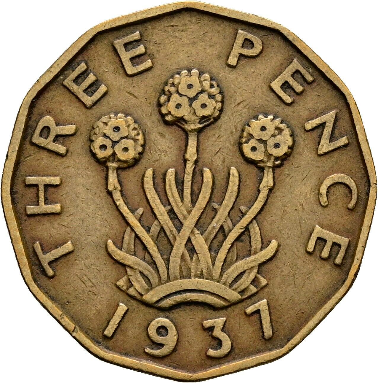 3 Pence George VI. 1936-1952 1937 – Rückseite