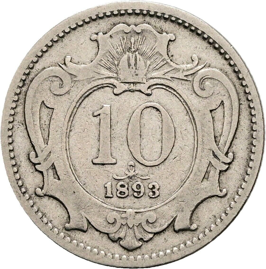 10 Heller Franz Joseph I. 1848-1916 1893 – Vorderseite