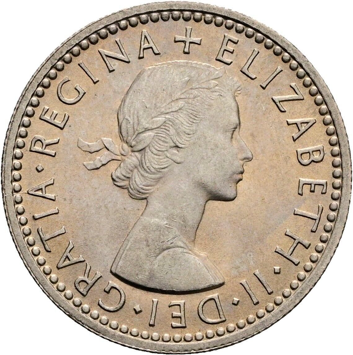 6 Pence Elisabeth II. 1952-2022 1959 – Vorderseite