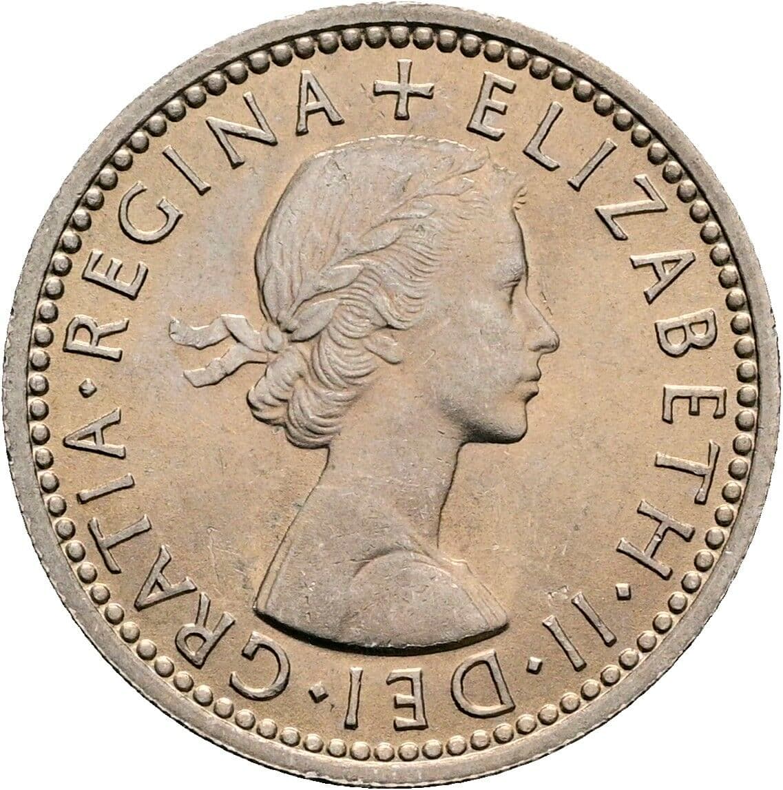 6 Pence Elisabeth II. 1952-2022 1959 – Vorderseite