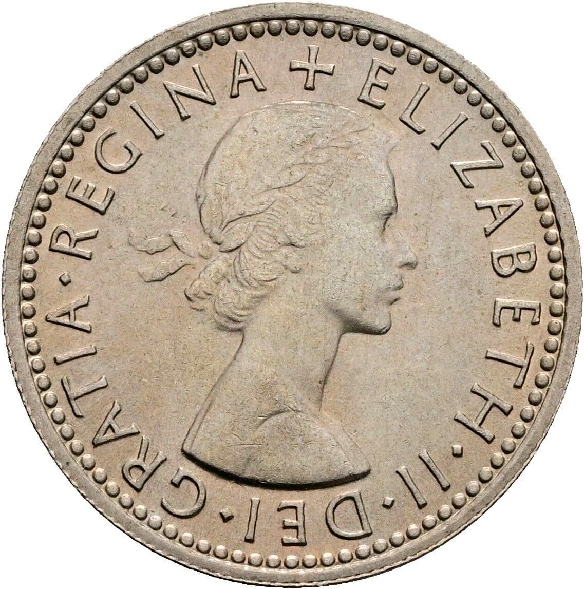 6 Pence Elisabeth II. 1952-2022 1959 – Vorderseite
