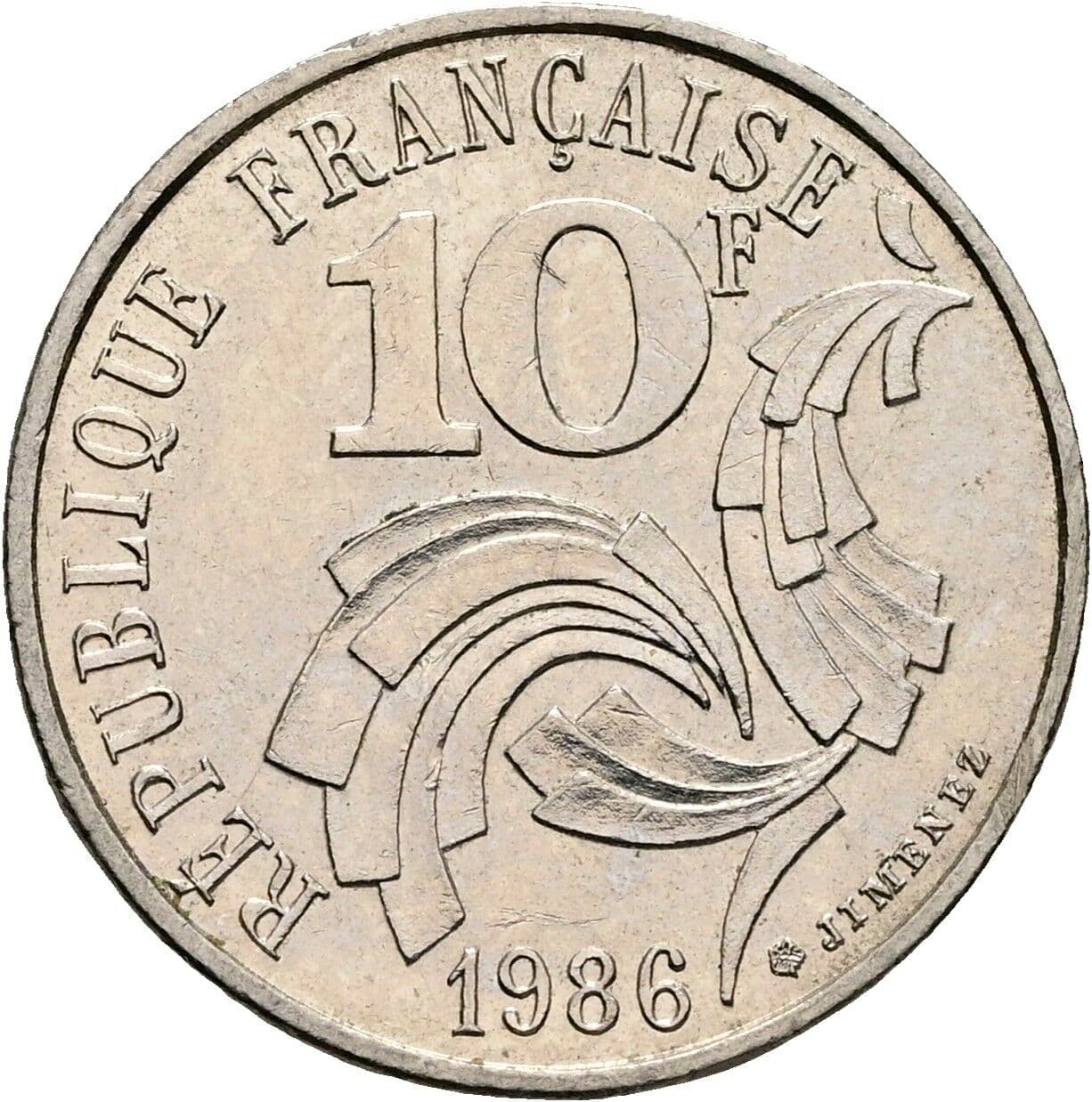 10 Francs 1986 – Rückseite