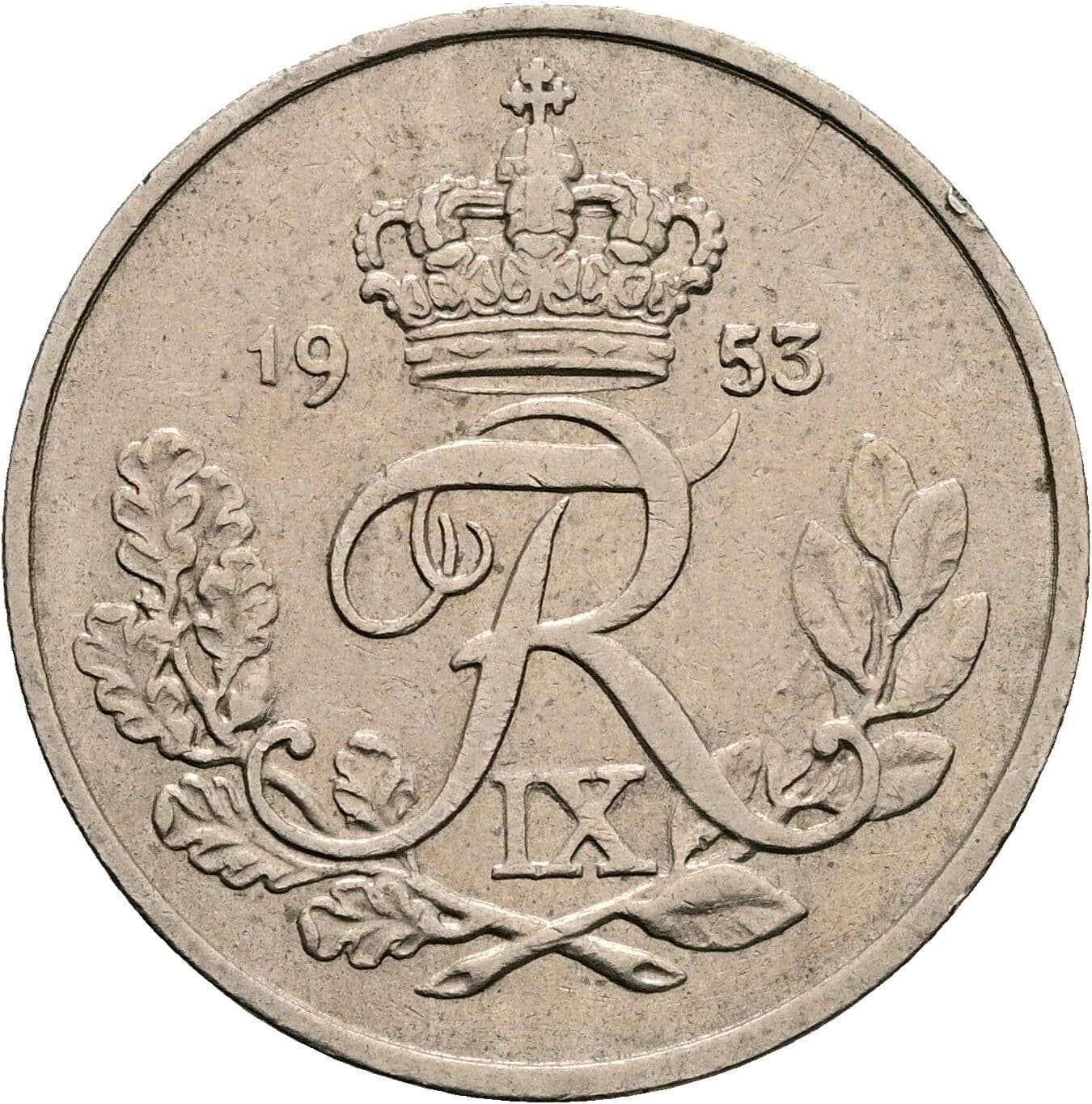 25 Öre Friedrich IX. (1947-1972) 1953 – Rückseite