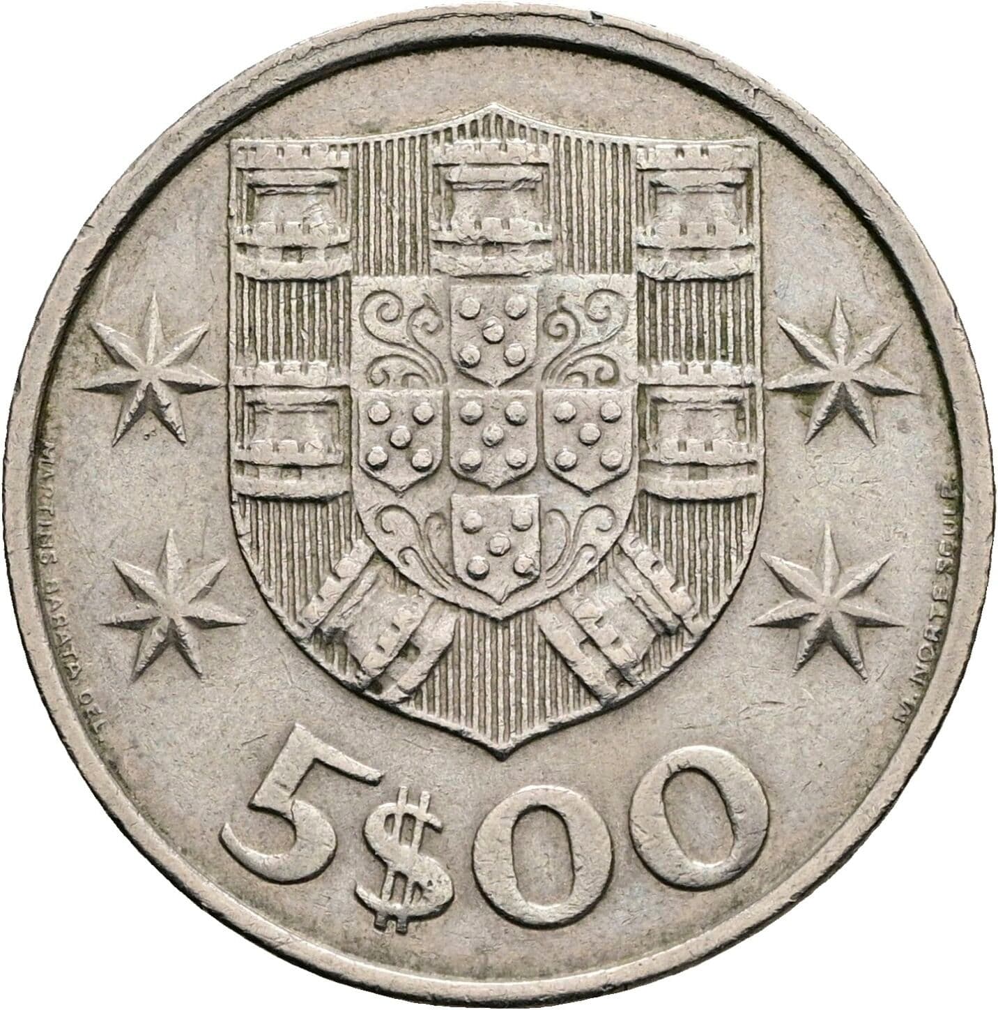 5 Escudos 1980 – Rückseite