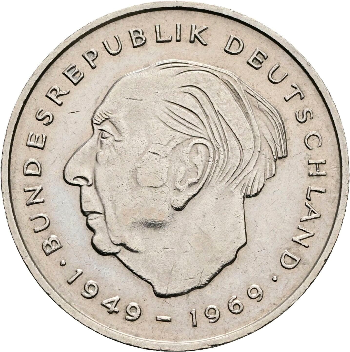 2 Deutsche Mark 1973 G – Vorderseite