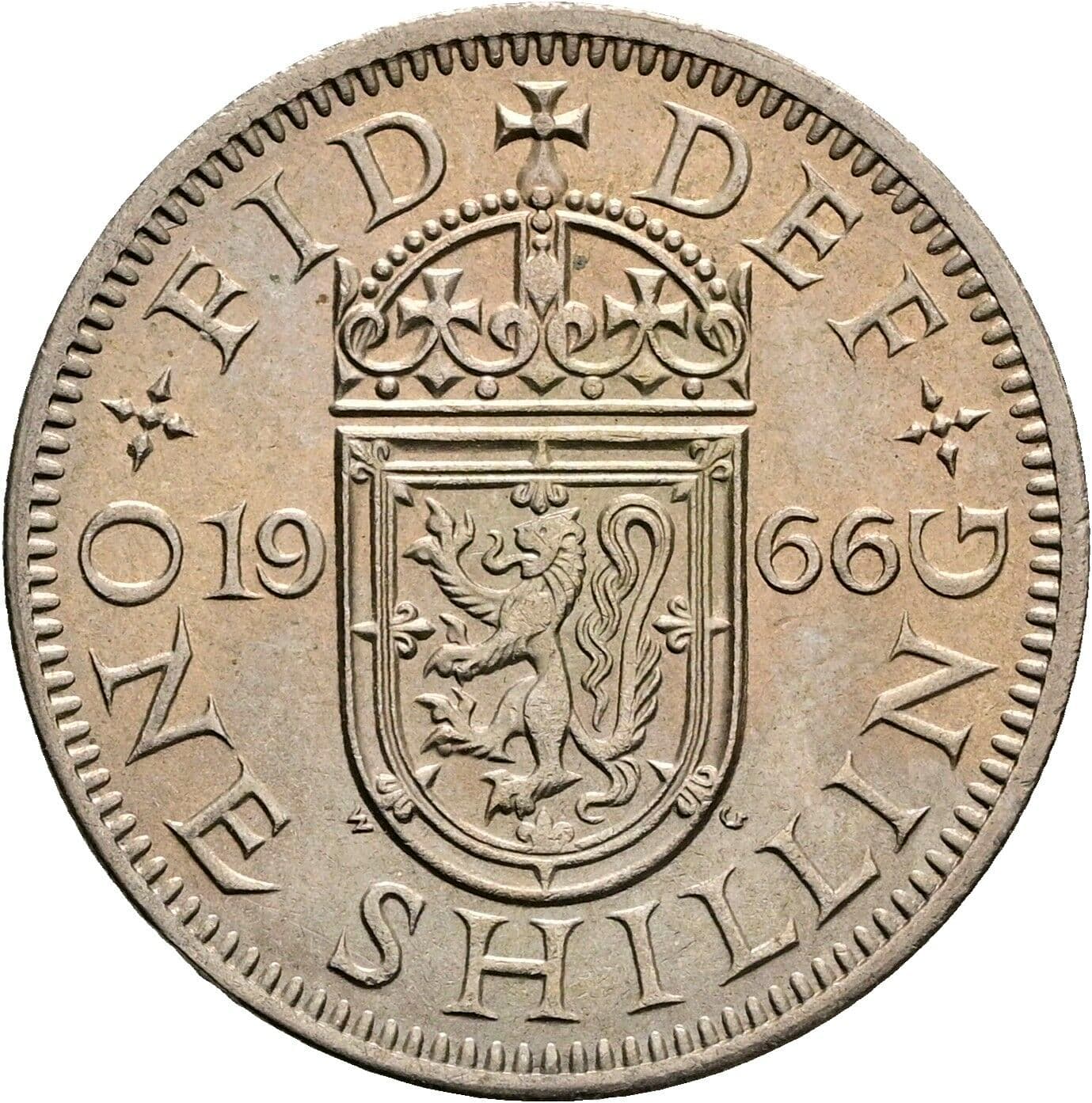 1 Shilling Elisabeth II. 1952-2022 1966 – Rückseite
