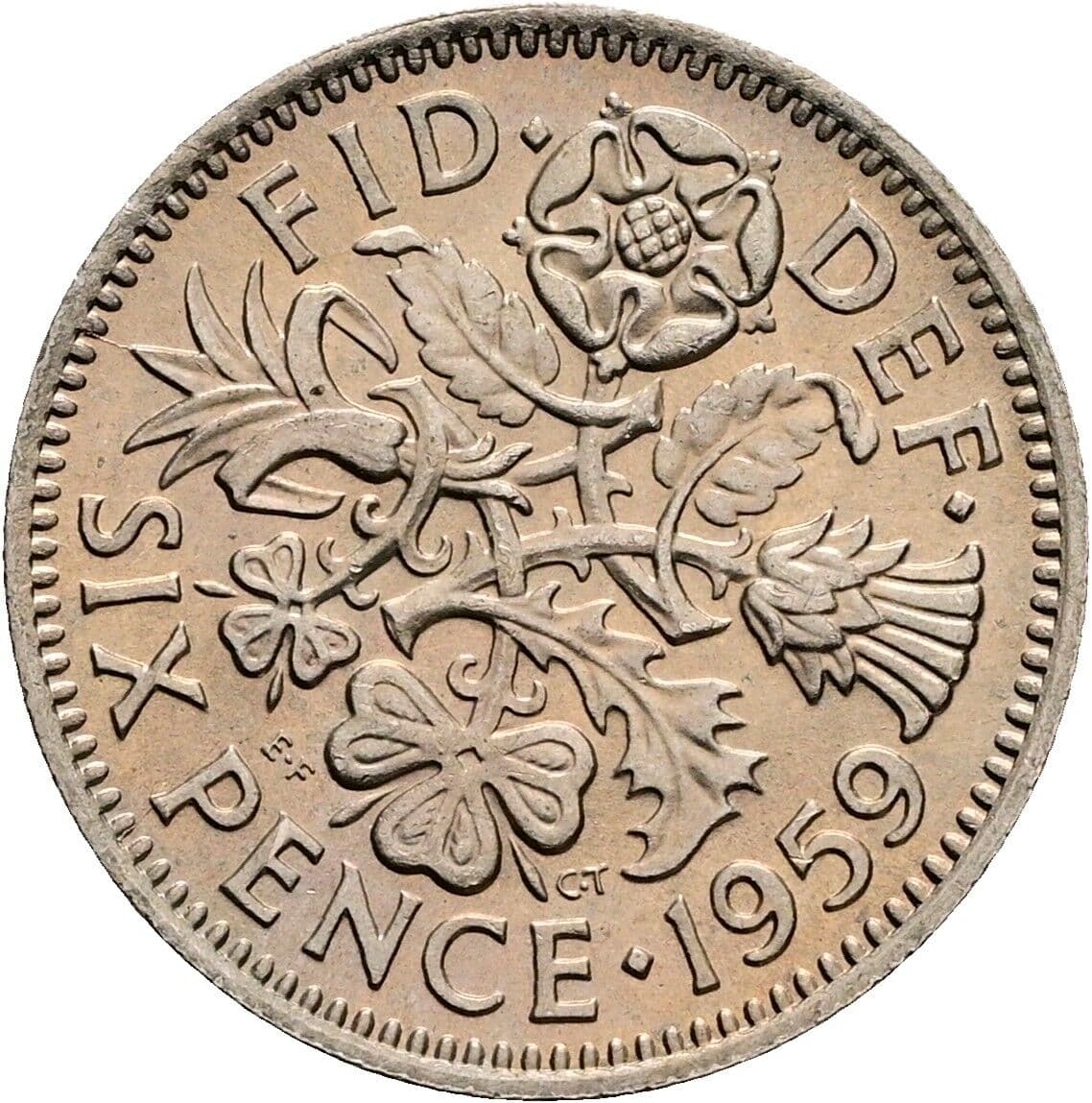 6 Pence Elisabeth II. 1952-2022 1959 – Rückseite