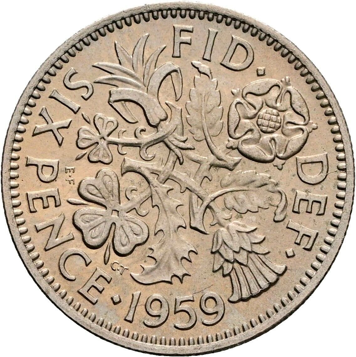 6 Pence Elisabeth II. 1952-2022 1959 – Rückseite