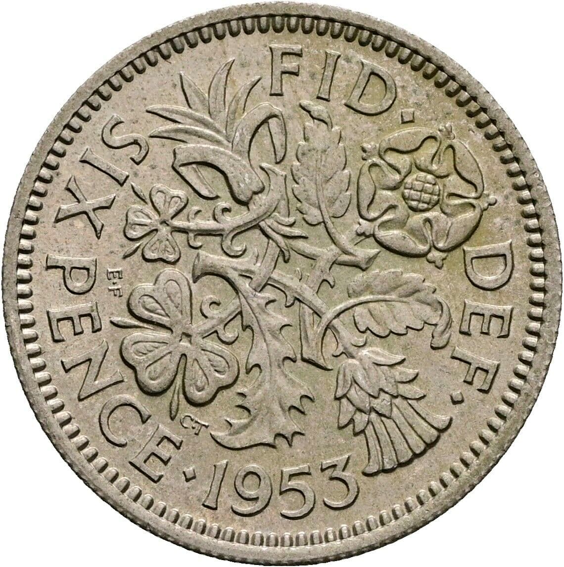 6 Pence Elisabeth II. 1952-2022 1953 – Rückseite