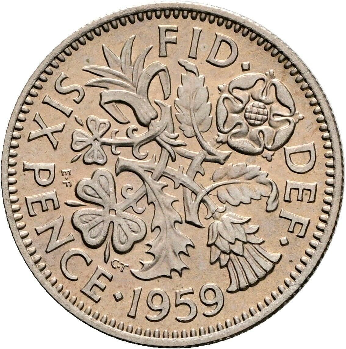 6 Pence Elisabeth II. 1952-2022 1959 – Rückseite