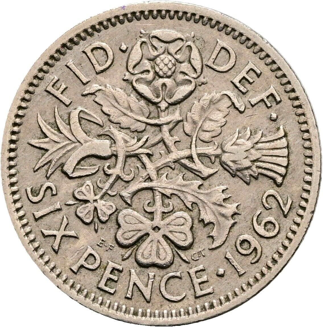 6 Pence Elisabeth II. 1952-2022 1962 – Rückseite