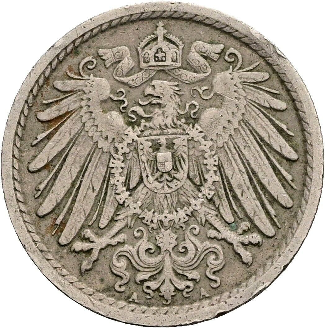 5 Pfennig 1908 A – Rückseite