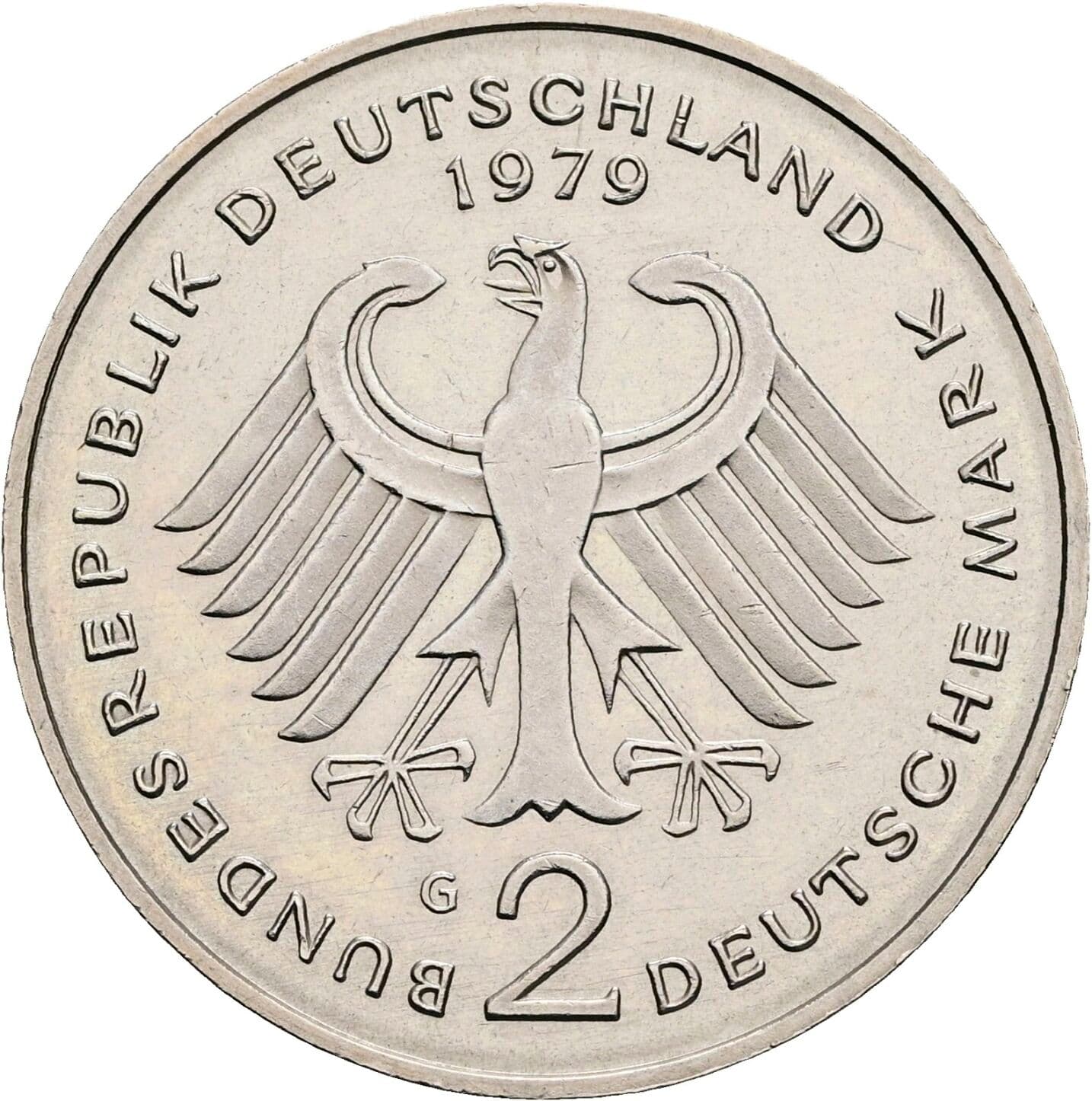 2 Deutsche Mark 1979 G – Rückseite