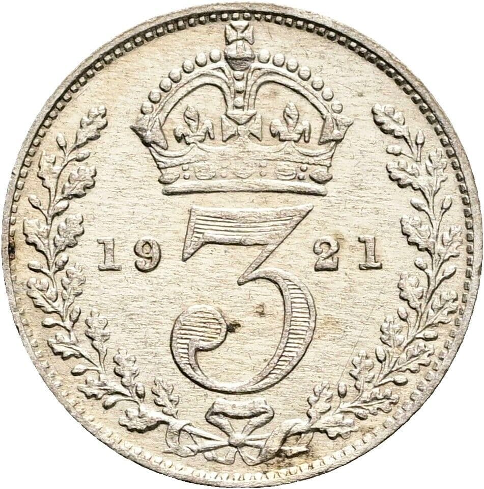 3 Pence George V. (1910-1936) 1921 – Rückseite
