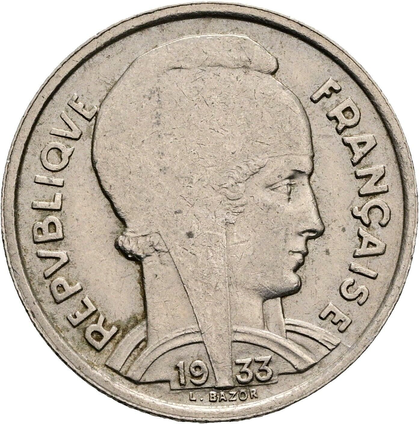 5 Francs 1933 – Rückseite