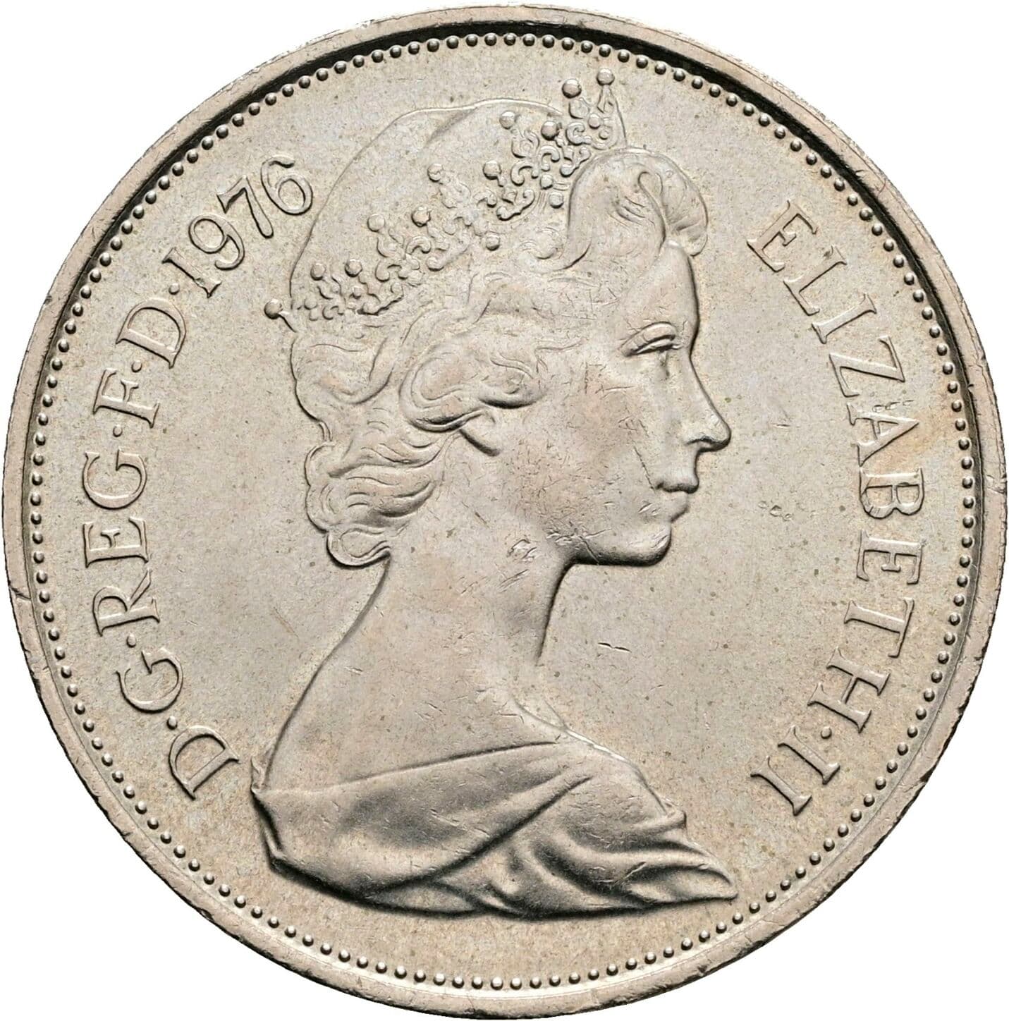 10 New Pence Elisabeth II. 1952-2022 1976 – Vorderseite