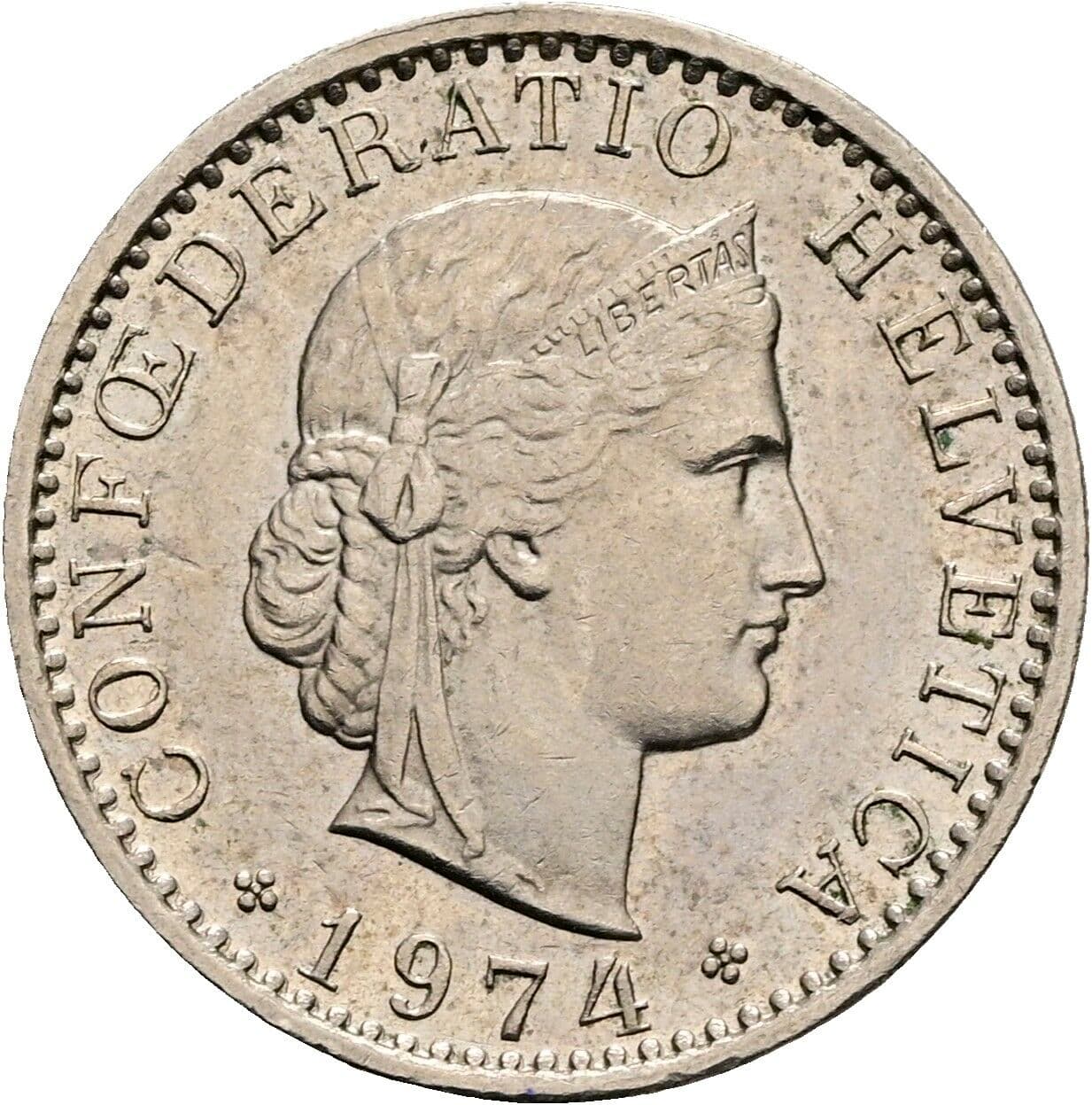 20 Rappen 1974 – Rückseite