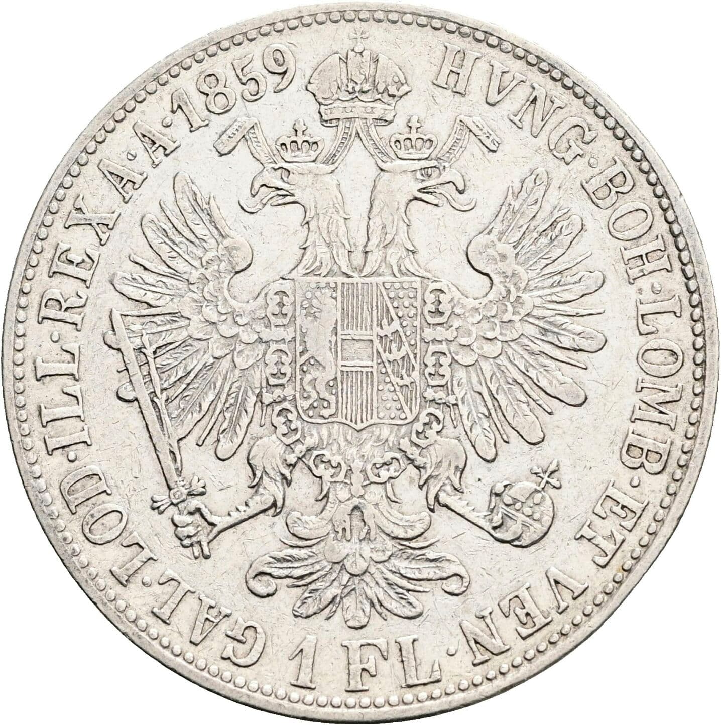 1 Gulden Franz Joseph I. 1848-1916 1859 B – Rückseite