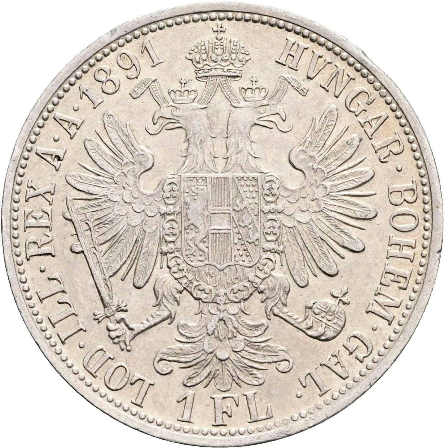 1 Gulden Franz Joseph I. 1848-1916 1891 – Rückseite