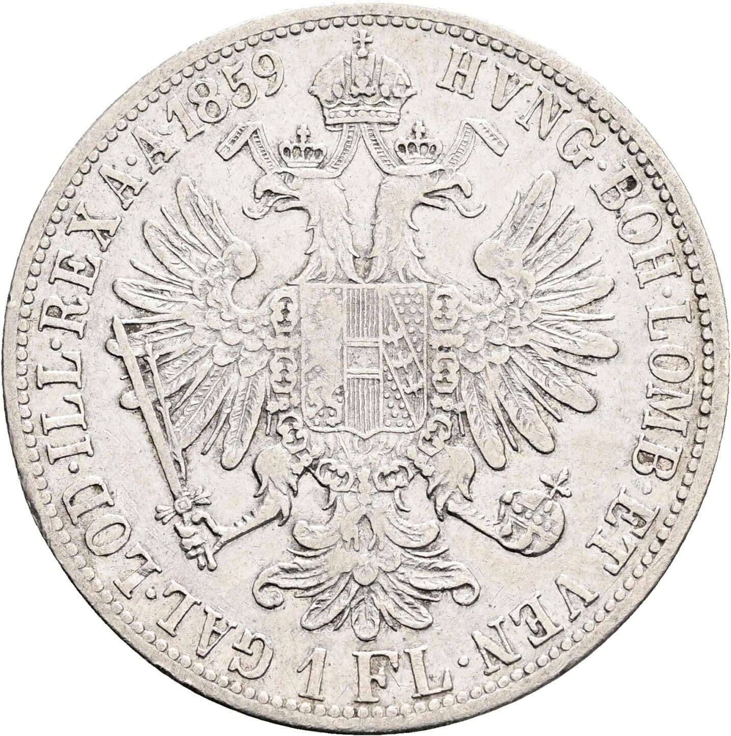 1 Gulden Franz Joseph I. 1848-1916 1859 A – Rückseite