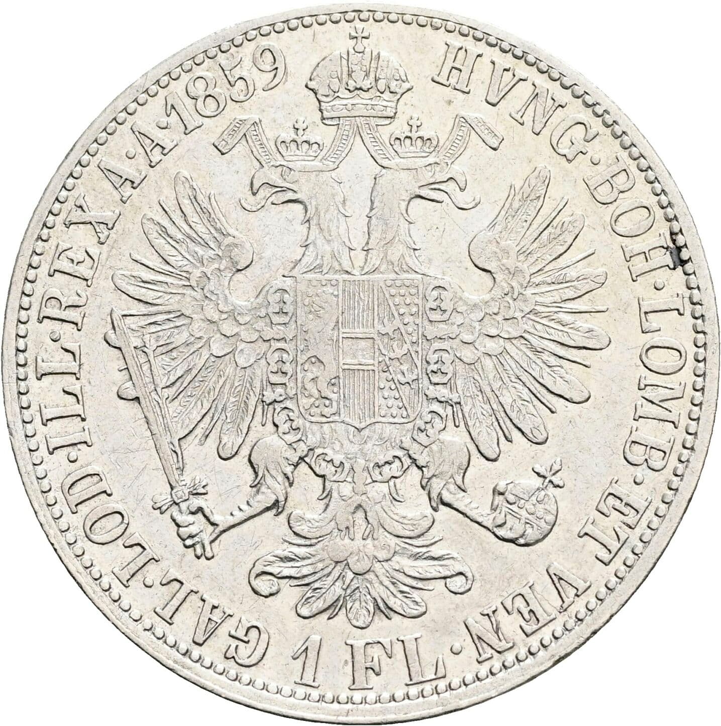 1 Gulden Franz Joseph I. 1848-1916 1859 A – Rückseite
