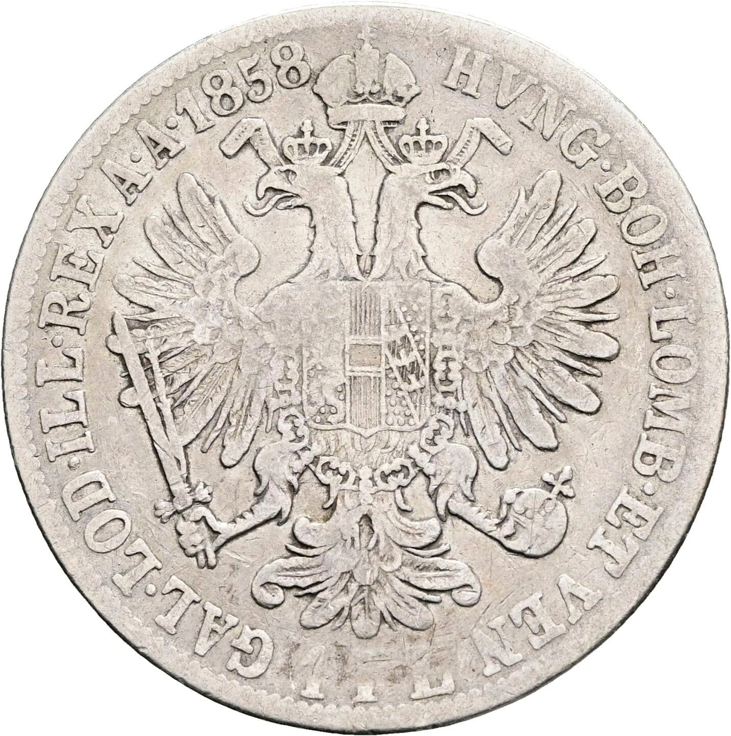 1 Gulden Franz Joseph I. 1848-1916 1858 B – Rückseite