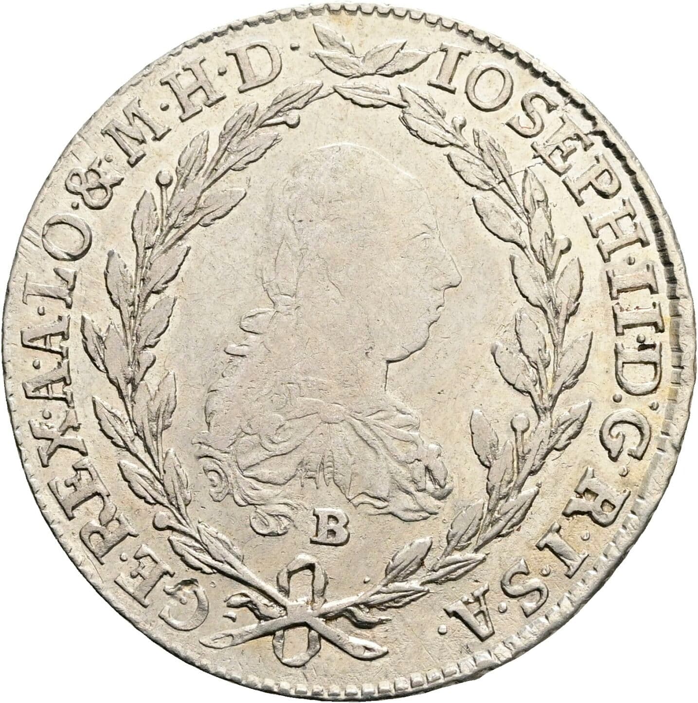 20 Kreuzer Joseph II. 1780-1790 1777 B/SK-PD, Kremnitz – Vorderseite